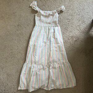 Gap pastel striped dress with smocked bodice